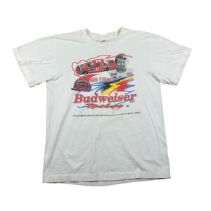 Vintage Stony Creek Bill Elliott Budweiser Racing Single Stitch Large White USA‎